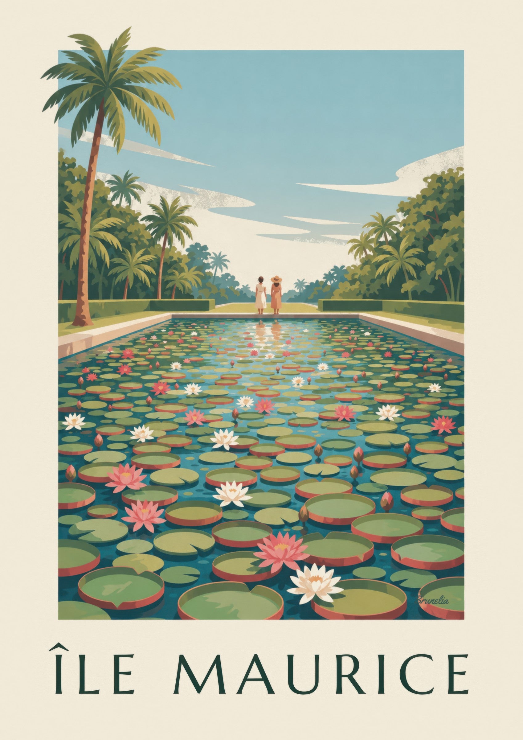 Poster Mauritius e ninfee giganti (titolo MAURITIUS): dettaglio in primo piano
