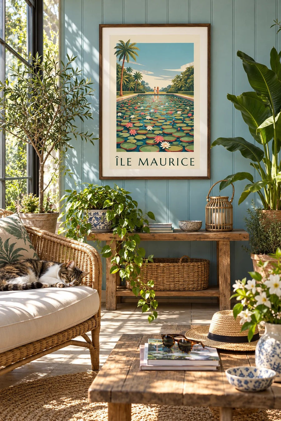 Poster Mauritius e ninfee giganti (titolo MAURITIUS) : incorniciato alla parete