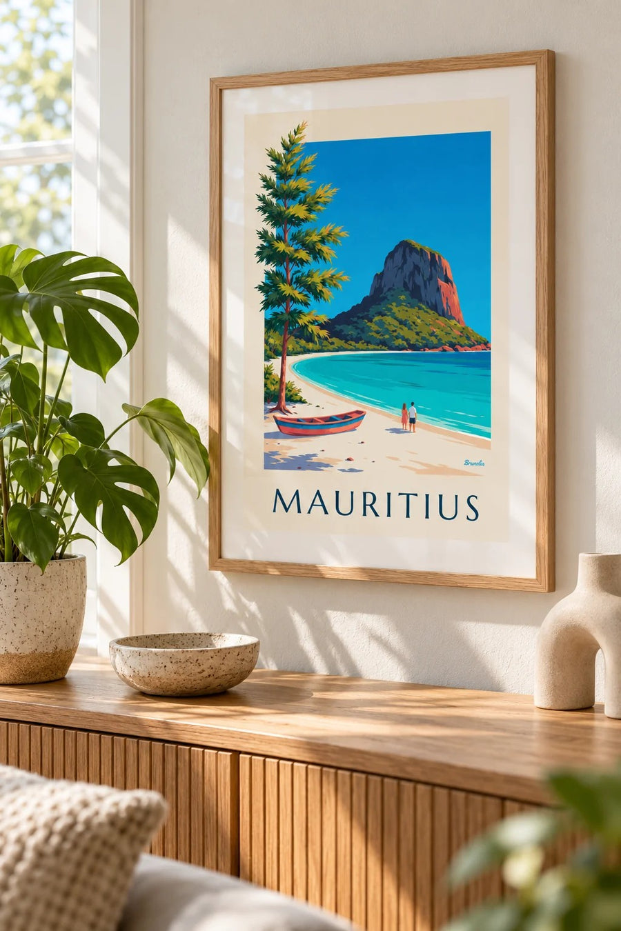 Poster Le Morne Brabant e laguna di Mauritius: piccolo formato A4 incorniciato
