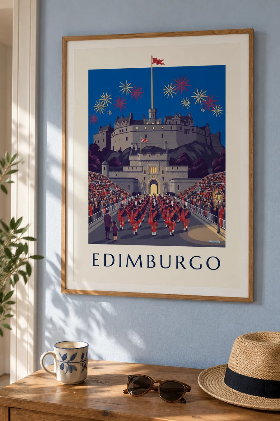 Poster Castello di Edimburgo e Military Tattoo di notte: incorniciato alla parete