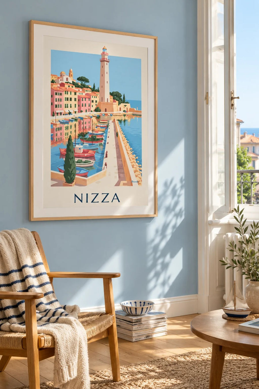 Poster del porto Lympia di Nizza con le sue barche: incorniciato alla parete