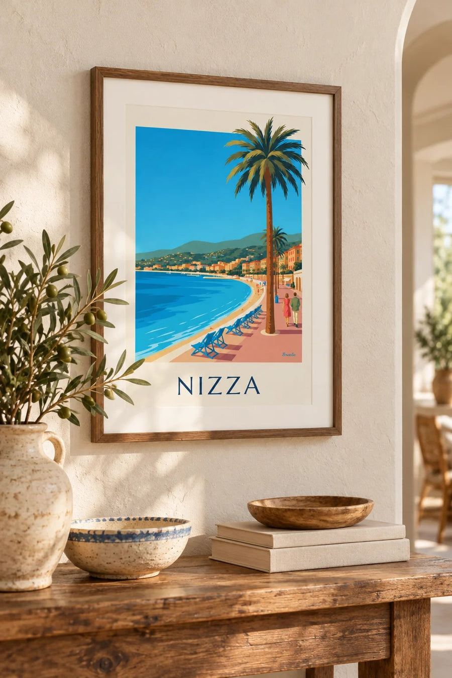 Poster Promenade des Anglais e Baia degli Angeli a Nizza: formato piccolo A4 con cornice