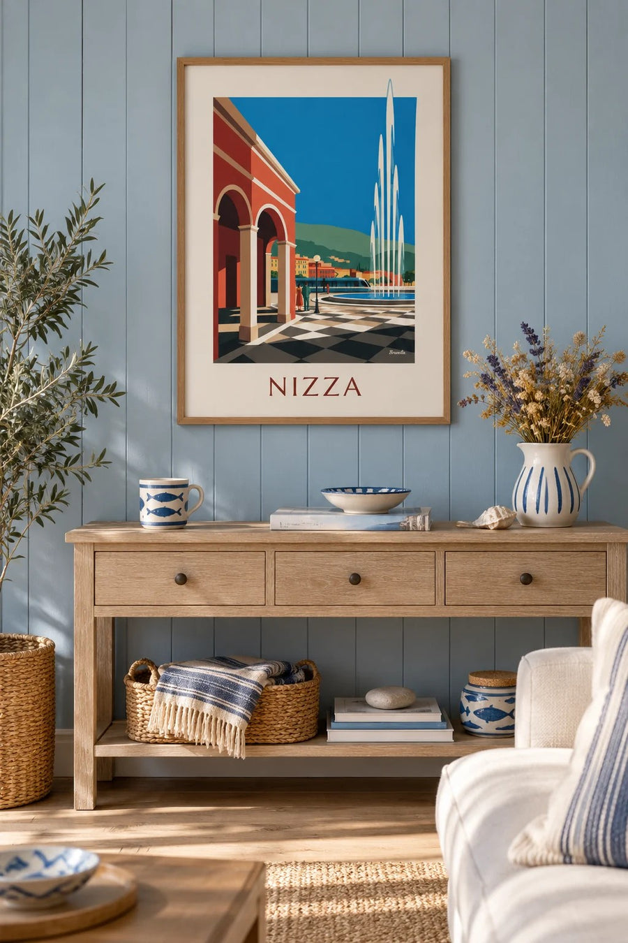 Poster Piazza Masséna e le sue facciate rosse a Nizza: con cornice appeso al muro