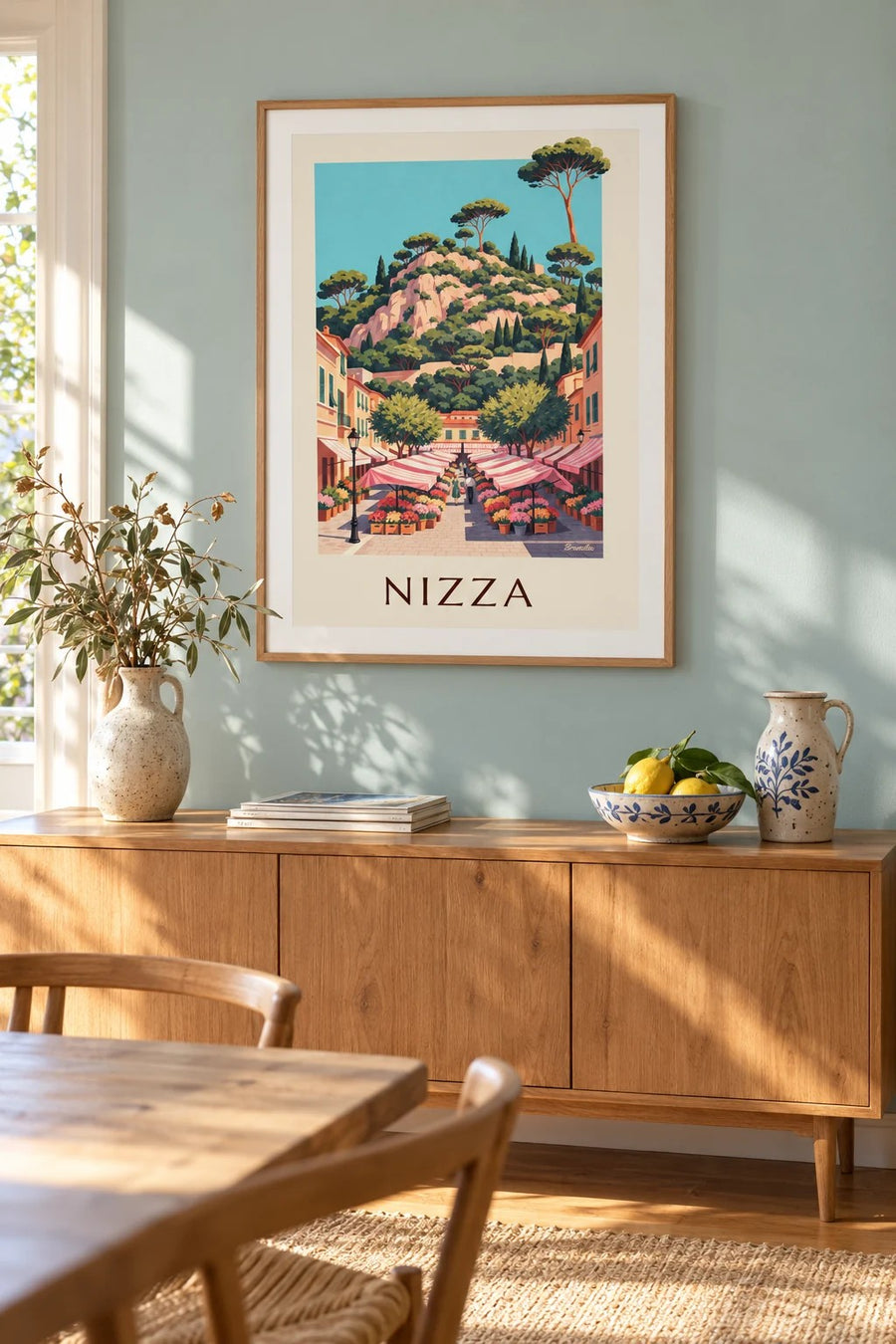Poster mercato dei fiori del Cours Saleya a Nizza: incorniciato alla parete