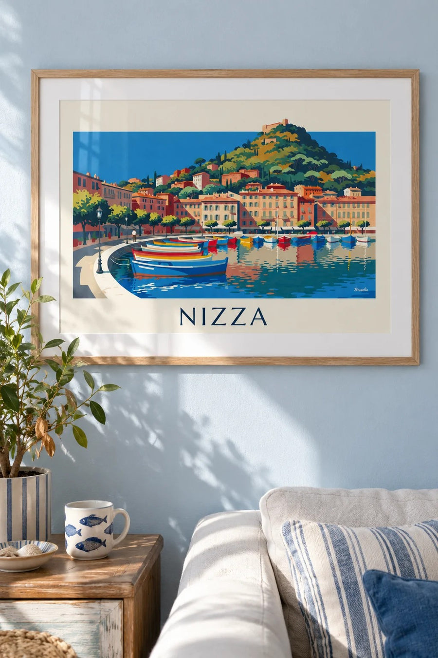 Poster porto Lympia e collina del Castello a Nizza: incorniciato alla parete
