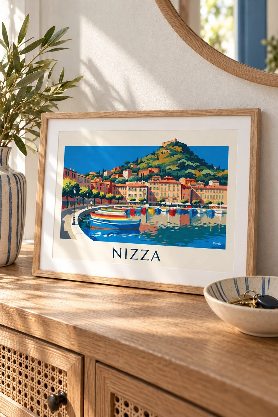 Poster porto Lympia e collina del Castello a Nizza: piccolo formato A4 incorniciato