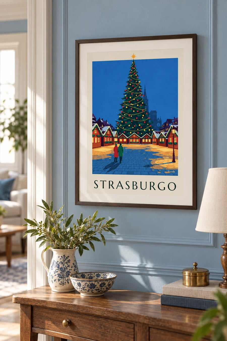 Poster mercatino di Natale di Strasburgo in place Kléber: formato piccolo A4 incorniciato