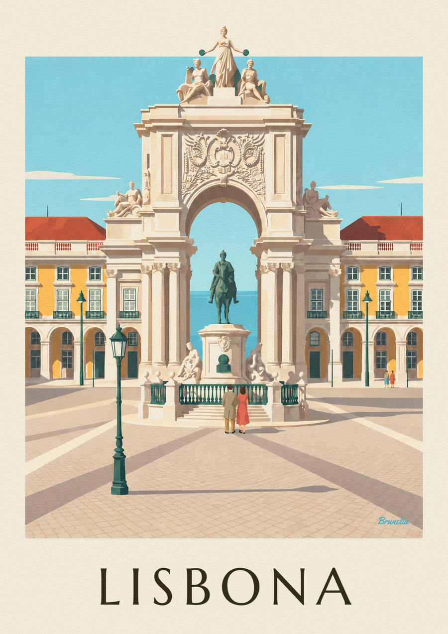 Poster Piazza del Commercio e arco di Rua Augusta a Lisbona