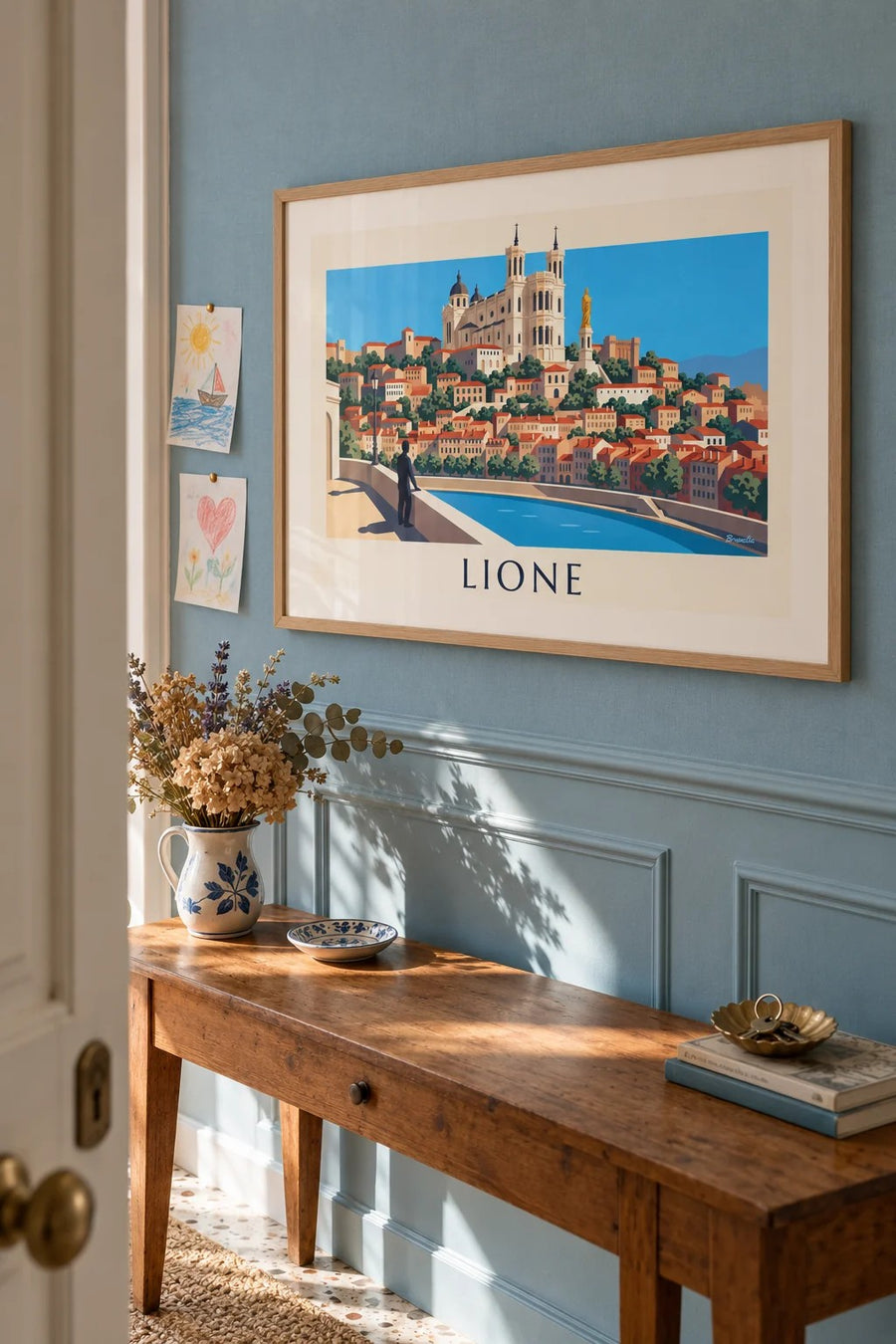Poster basilica di Fourvière sopra il Vieux Lyon: incorniciato alla parete