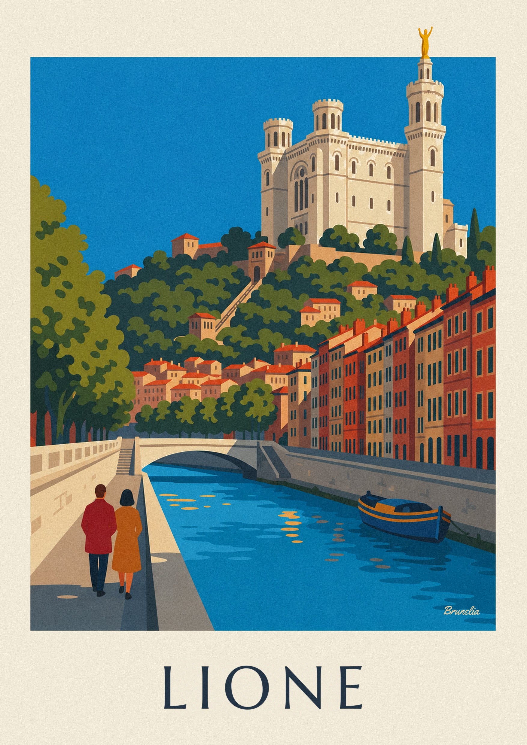 Poster banchine della Saona e funicolare di Fourvière a Lione: dettaglio in primo piano