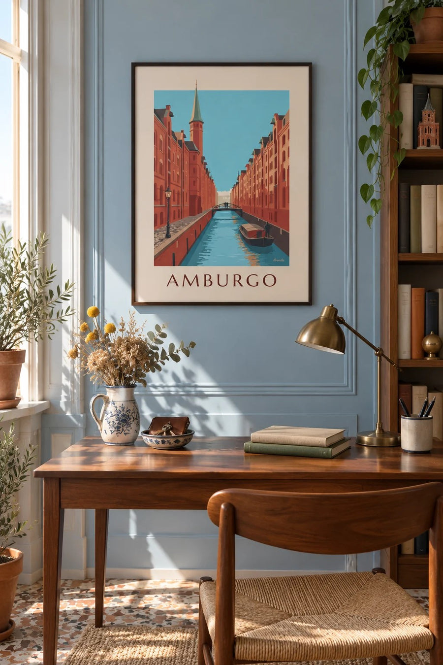 Poster magazzini della Speicherstadt ad Amburgo: incorniciato alla parete