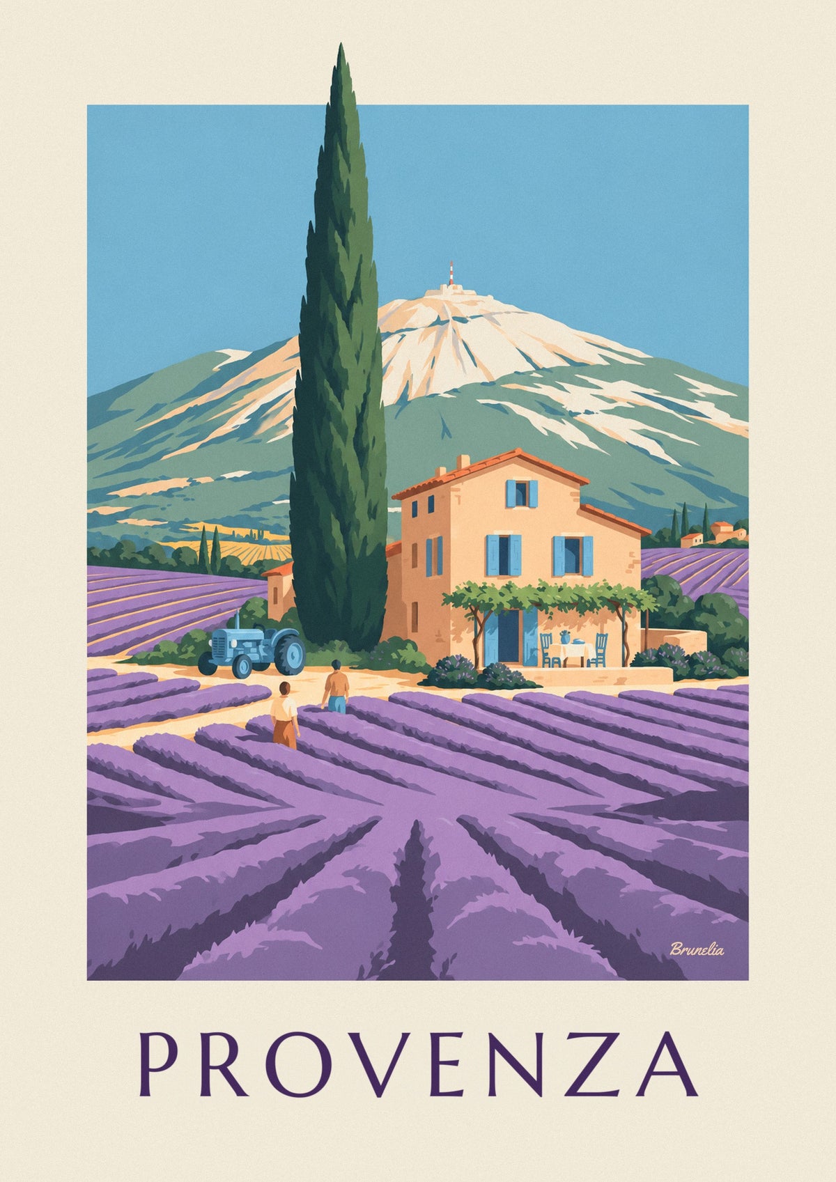 Poster mas provenzale tra i campi di lavanda