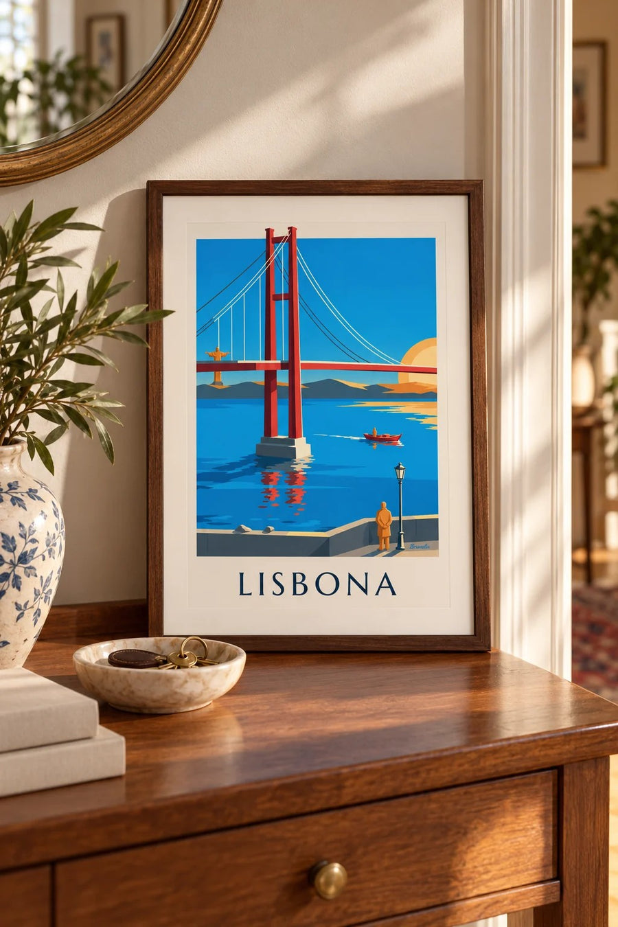 Poster ponte 25 Aprile sul Tago a Lisbona: formato piccolo A4 con cornice