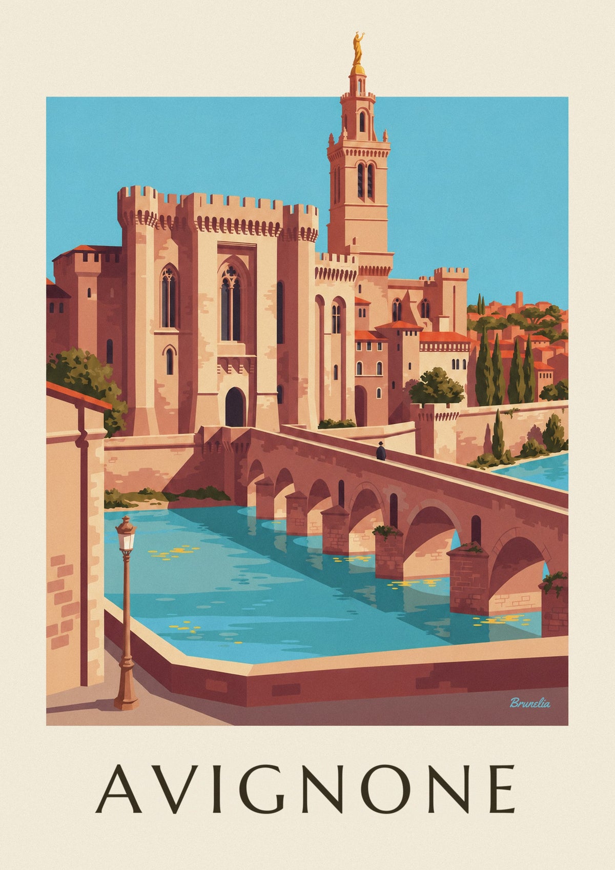 Poster Palazzo dei Papi e ponte Saint-Bénézet ad Avignone