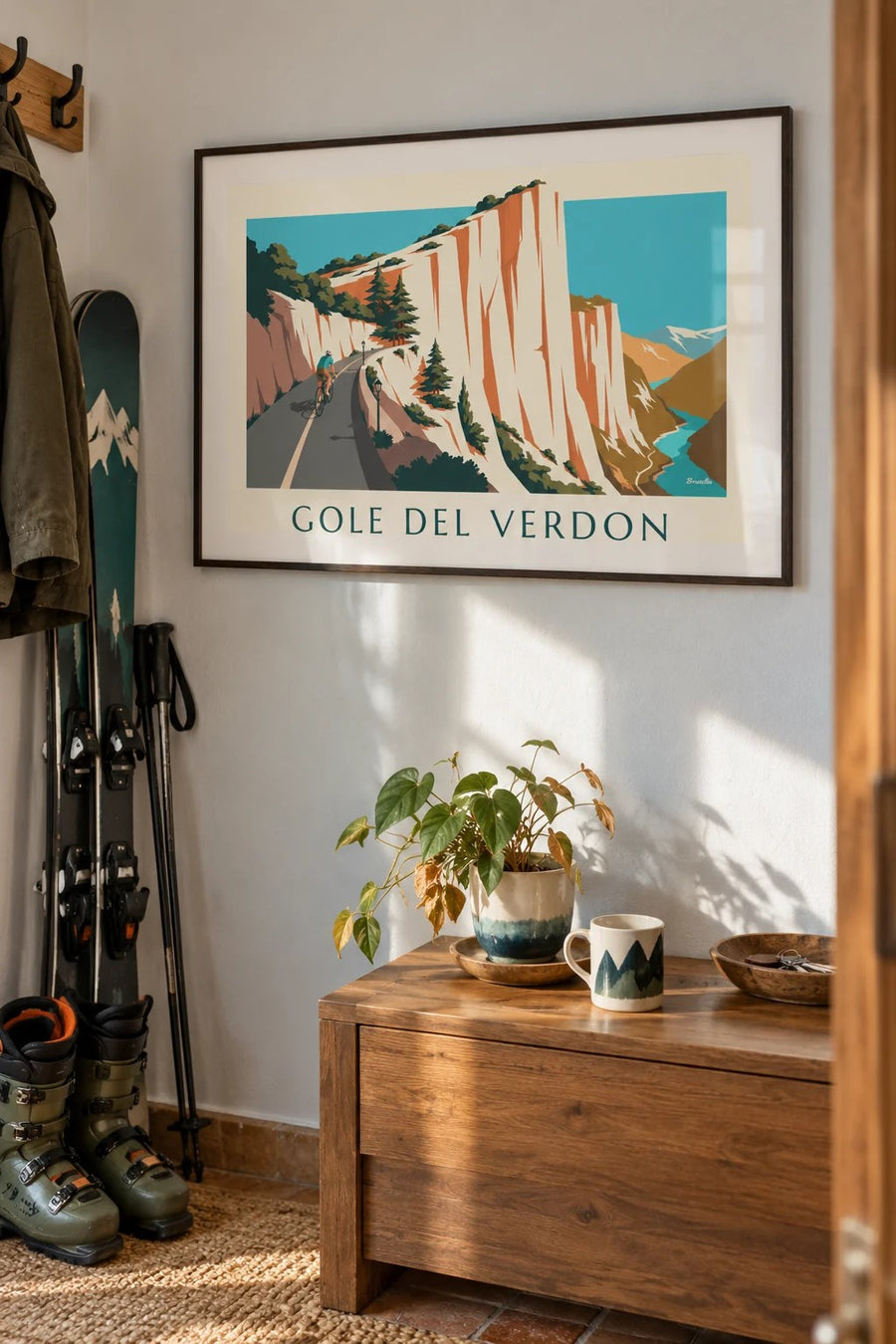 Poster ciclista sulla strada delle Gole del Verdon: incorniciato alla parete
