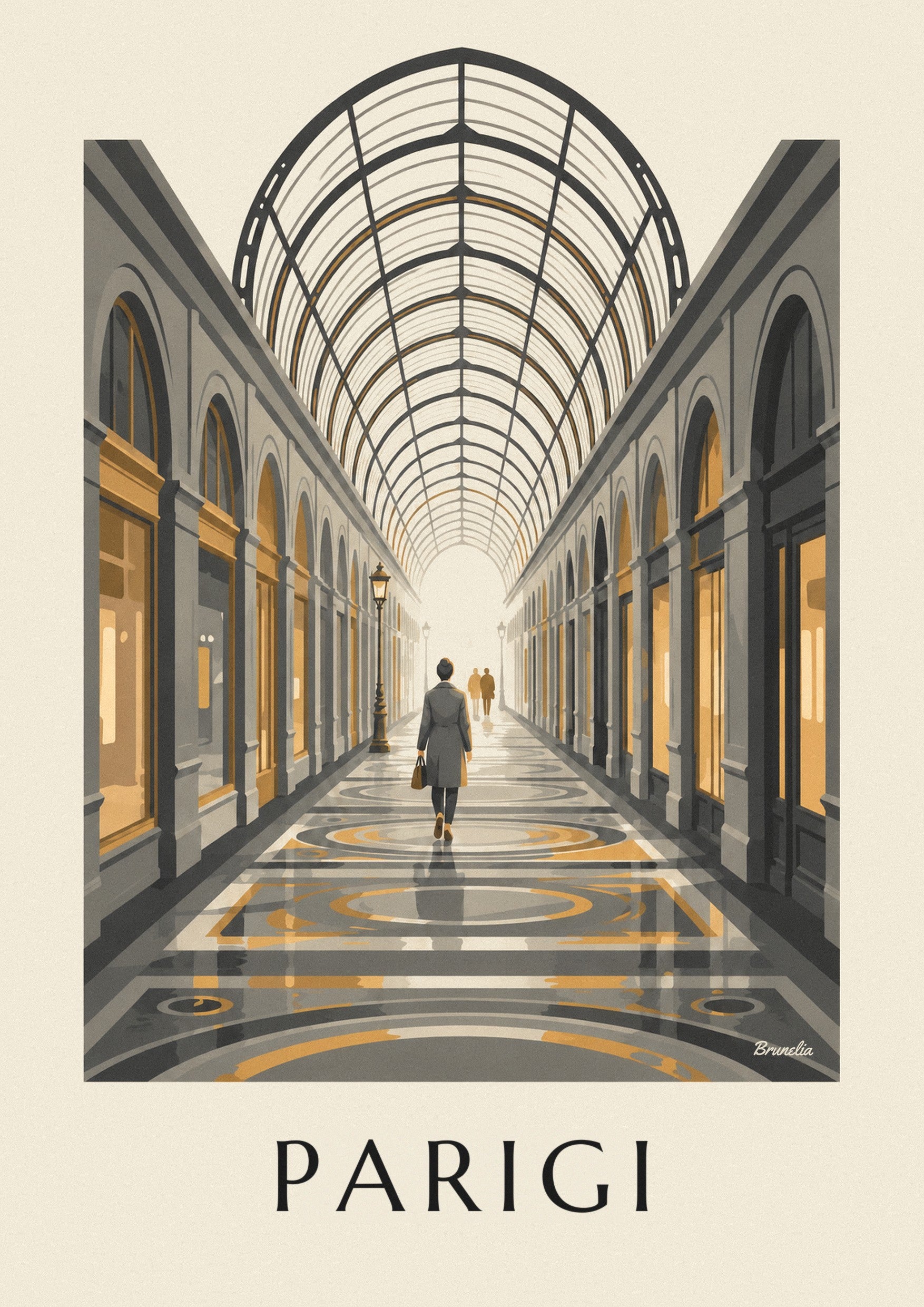 Poster Galerie Vivienne, passage coperto e vetrata a Parigi: dettaglio in primo piano