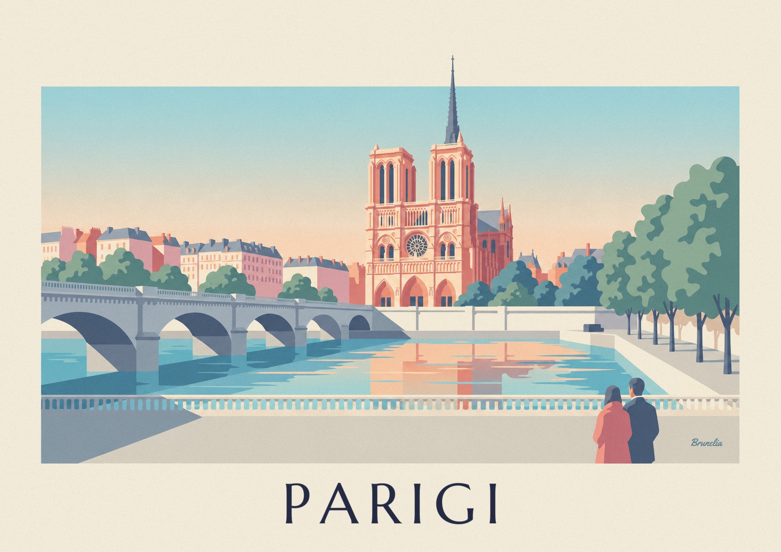 Poster Notre-Dame de Paris dai lungosenna: dettaglio in primo piano