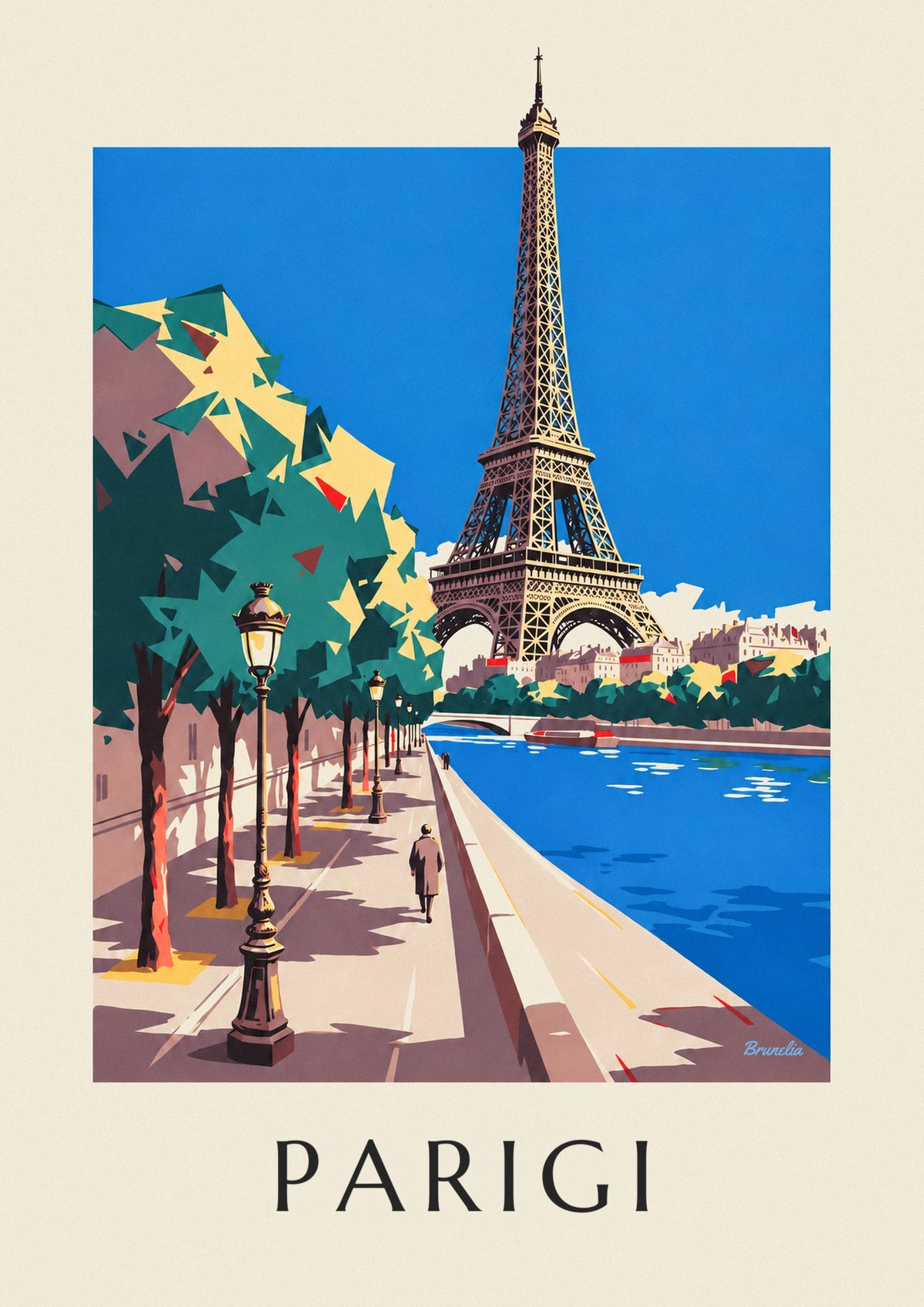 Poster Torre Eiffel e lampione parigino