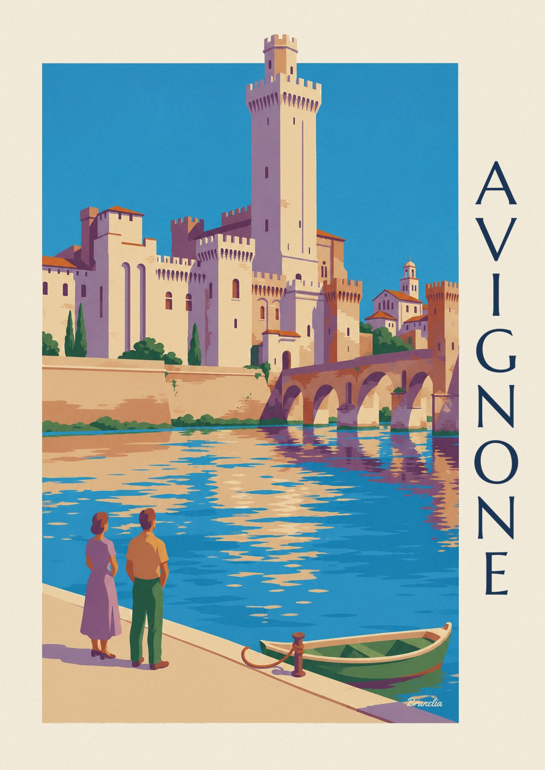 Poster Ponte di Saint-Bénézet e Palazzo dei Papi ad Avignone: dettaglio in primo piano