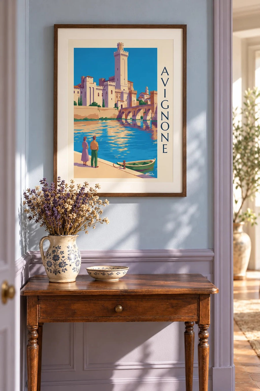 Poster Ponte di Saint-Bénézet e Palazzo dei Papi ad Avignone: piccolo formato A4 incorniciato