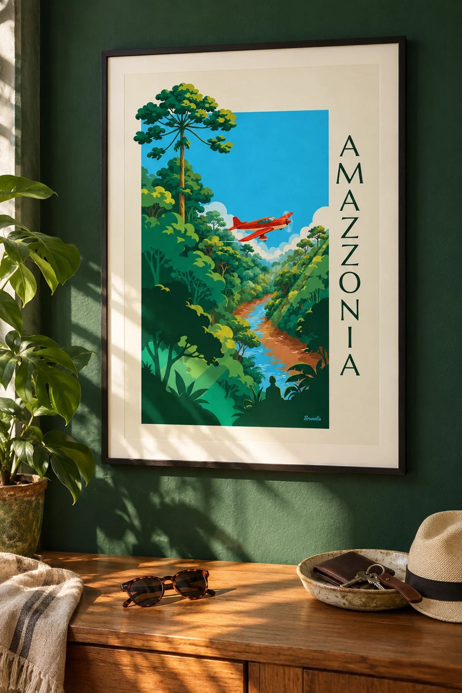 Poster aereo a elica in volo sulla foresta amazzonica: incorniciato alla parete