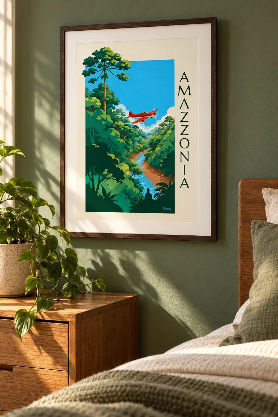 Poster aereo a elica in volo sulla foresta amazzonica: piccolo formato A4 con cornice