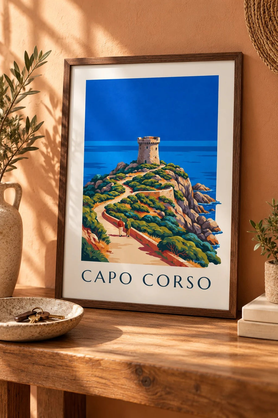 Poster torre genovese sulla costa di Capo Corso: piccolo formato A4 incorniciato