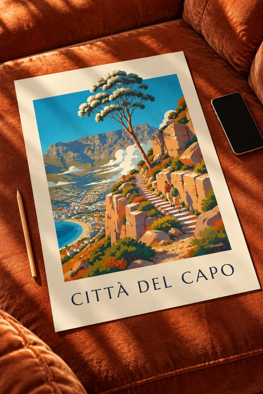 Poster escursione sulla Table Mountain a Città del Capo: formato piccolo A4 con cornice
