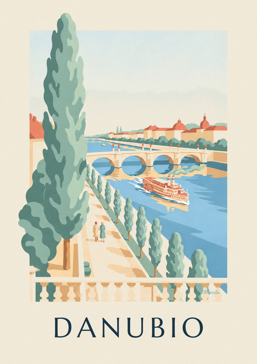 Poster passeggiata sul Danubio e battello a ruote