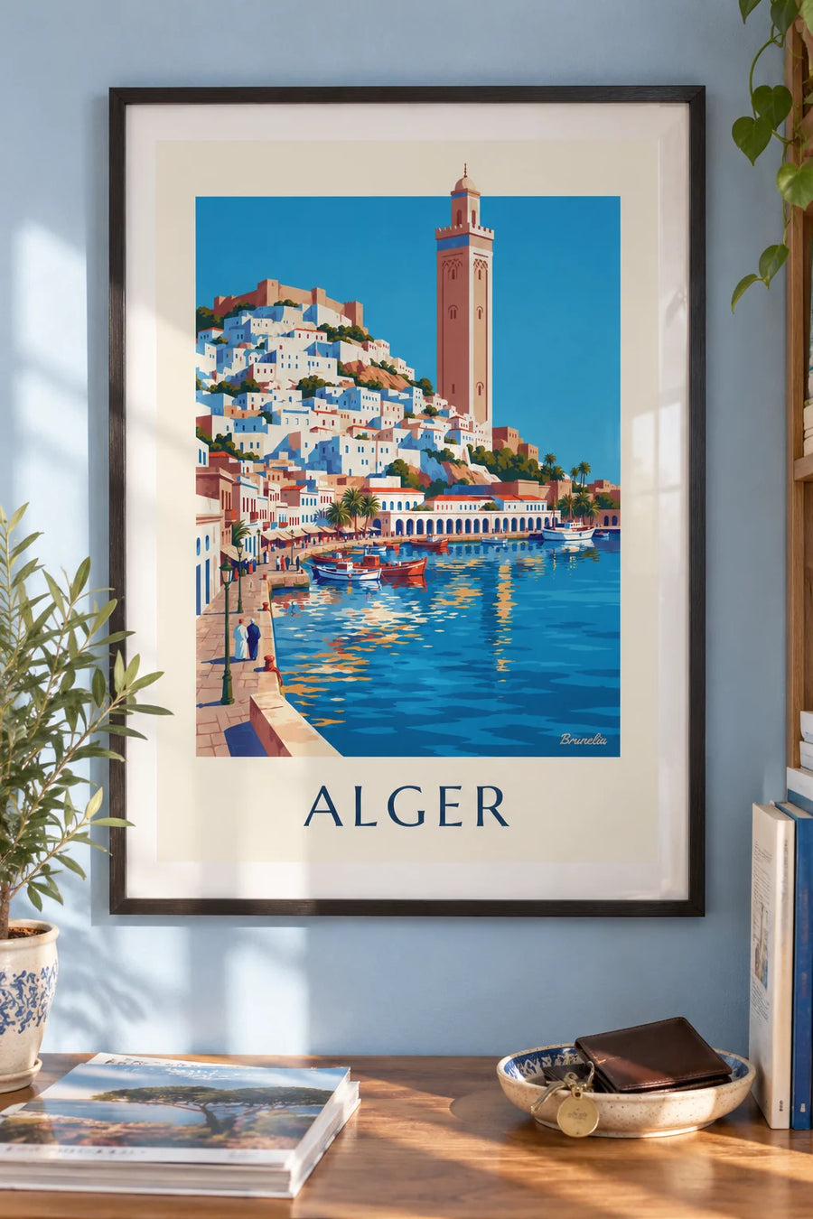 Poster Casbah bianca di Algeri che scende verso il Mediterraneo: incorniciato alla parete