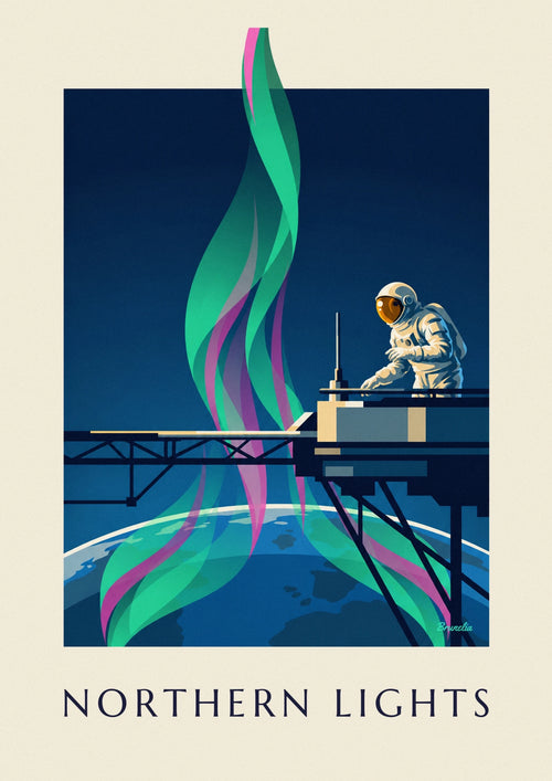 Poster aurora boreale vista dallo spazio da un astronauta: il poster intero
