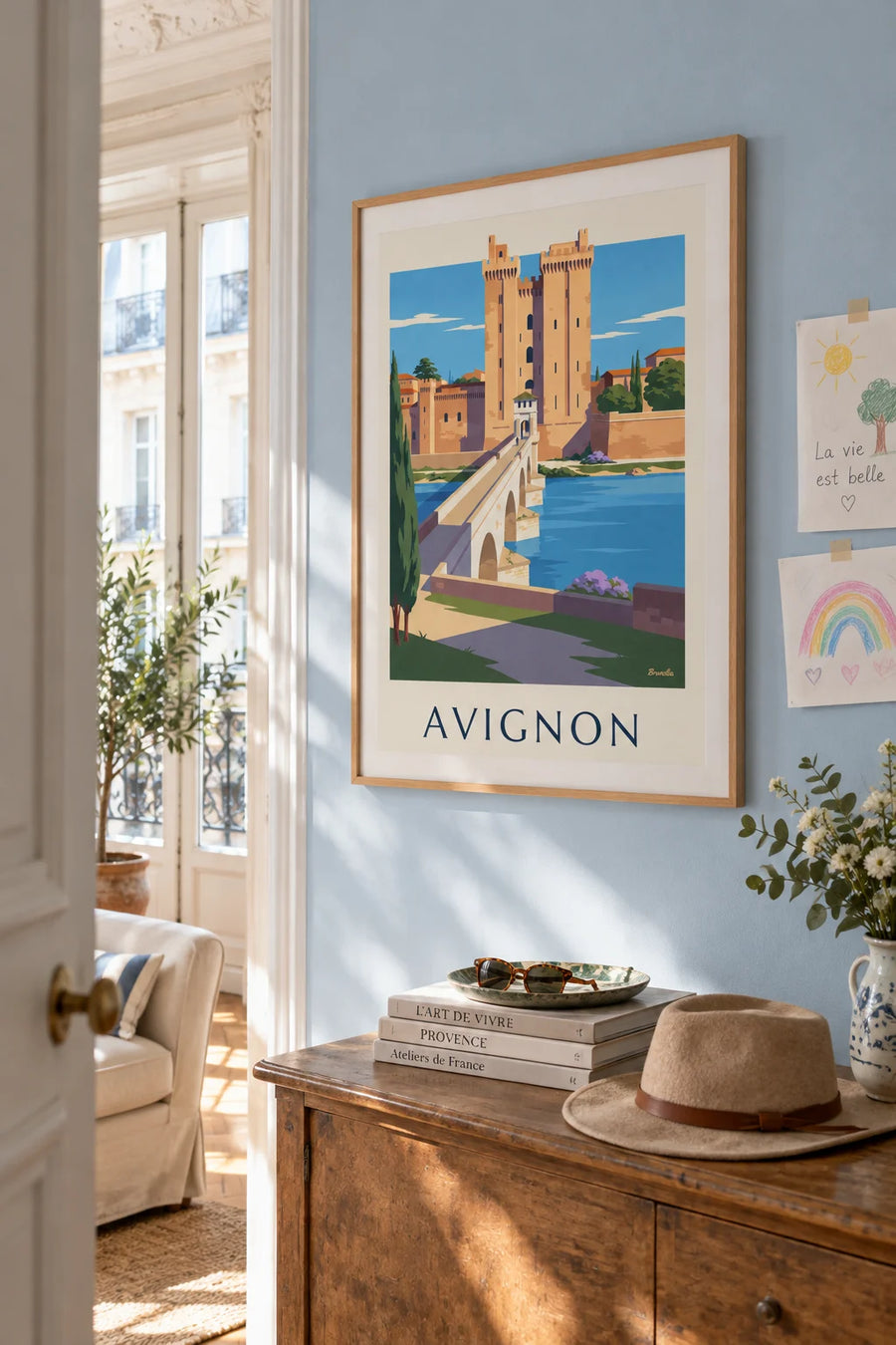 Poster del ponte Saint-Bénézet e del Palazzo dei Papi ad Avignone: incorniciato al muro