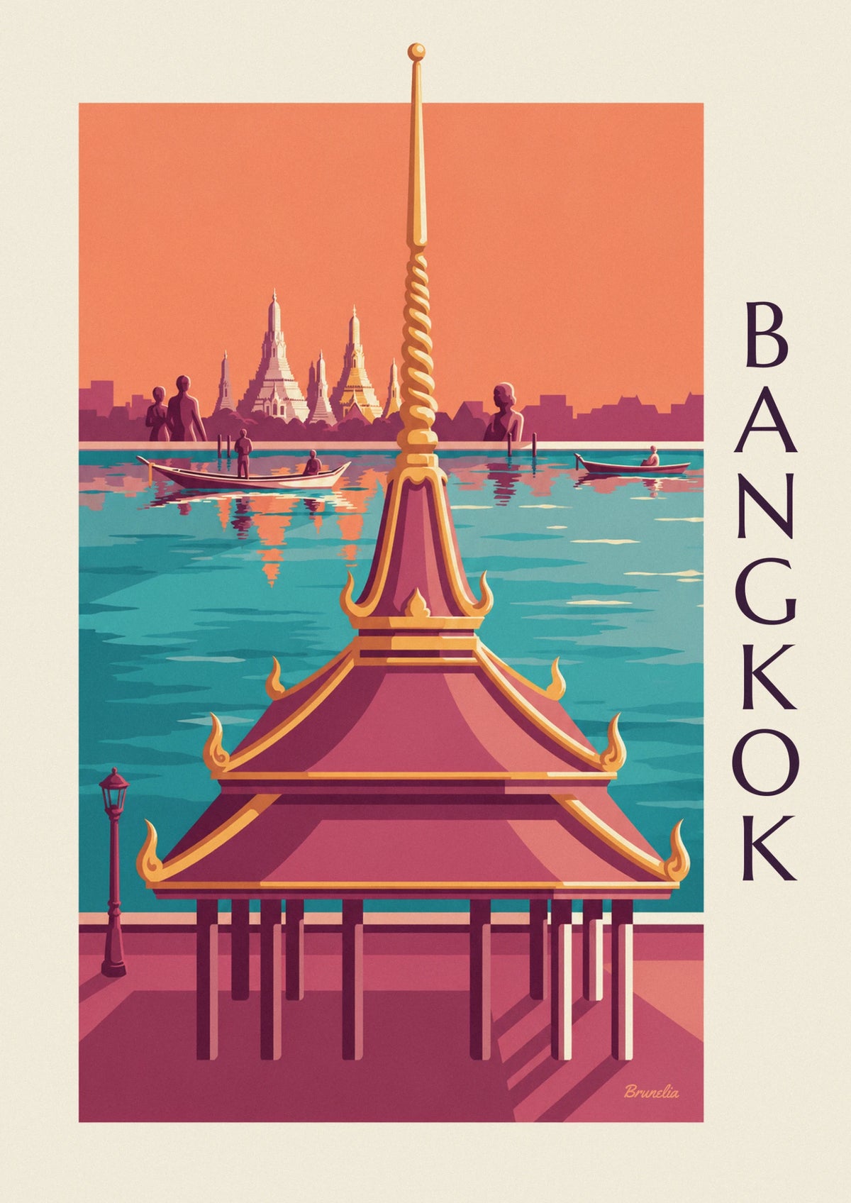 Bangkok Wat Arun riverside temple poster