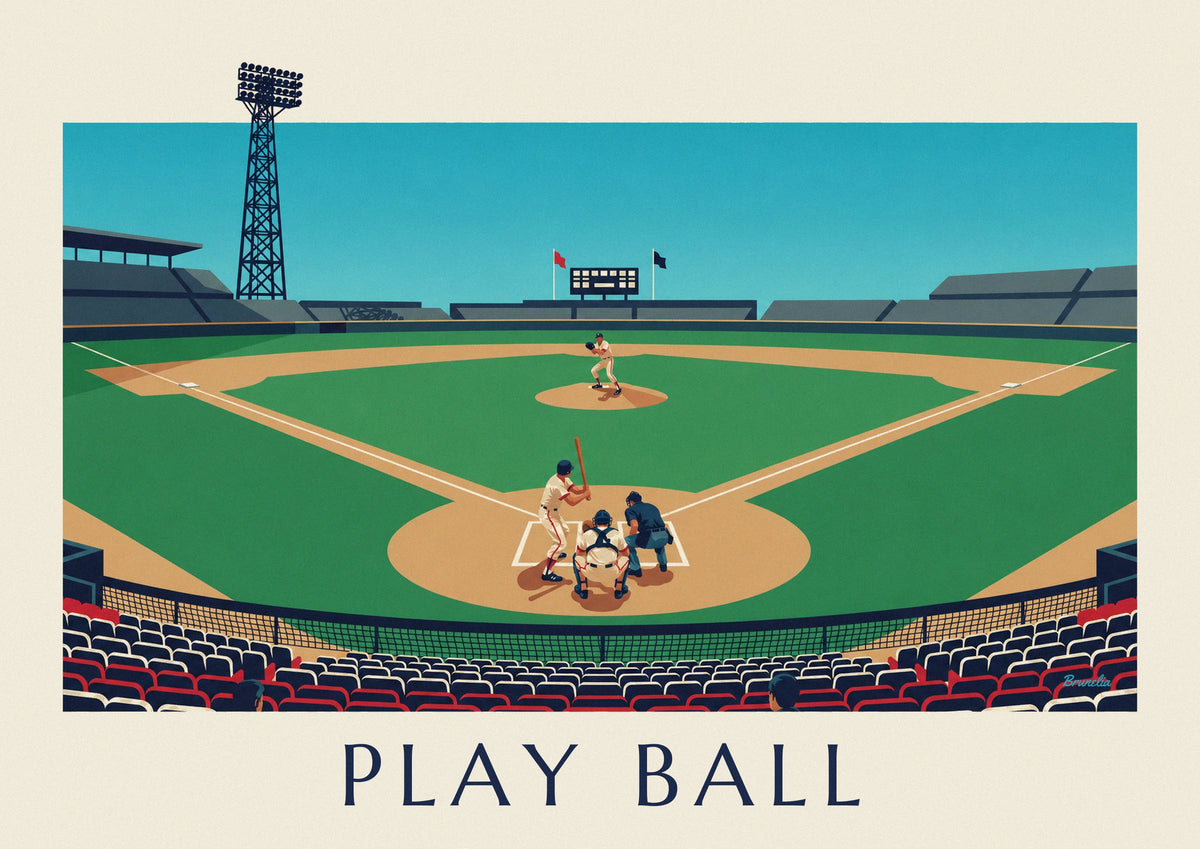 Poster partita di baseball vista dagli spalti in un pomeriggio