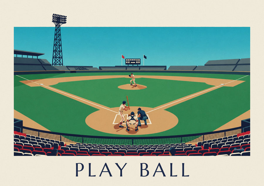 Poster partita di baseball vista dagli spalti in un pomeriggio