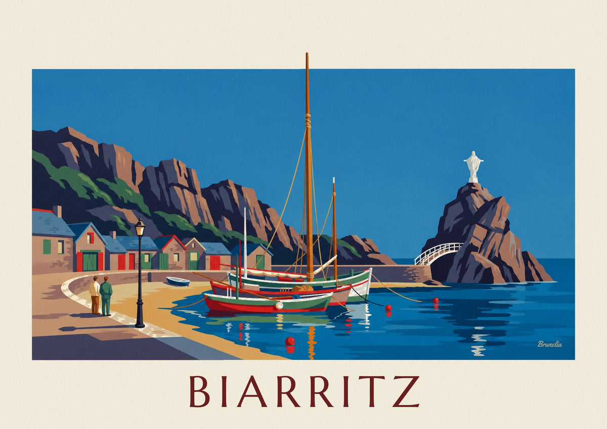 Poster porto dei Pescatori di Biarritz e Rocher de la Vierge