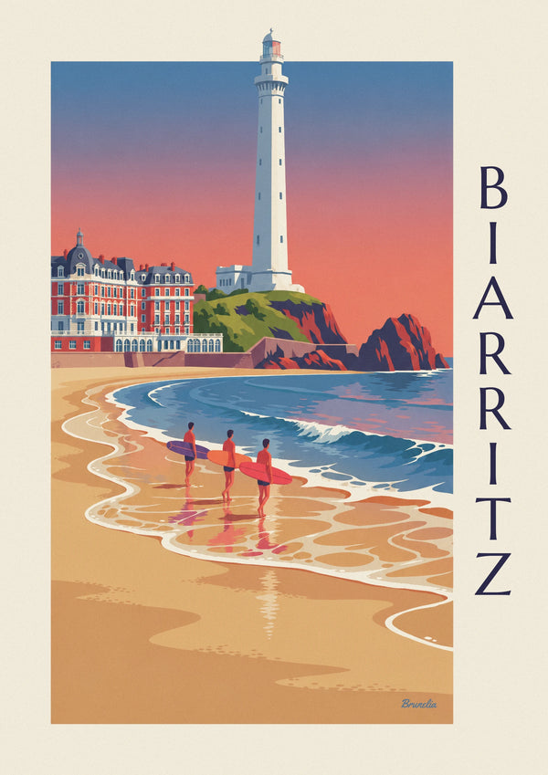 Poster surfisti e longboard davanti all'Hôtel du Palais a Biarritz