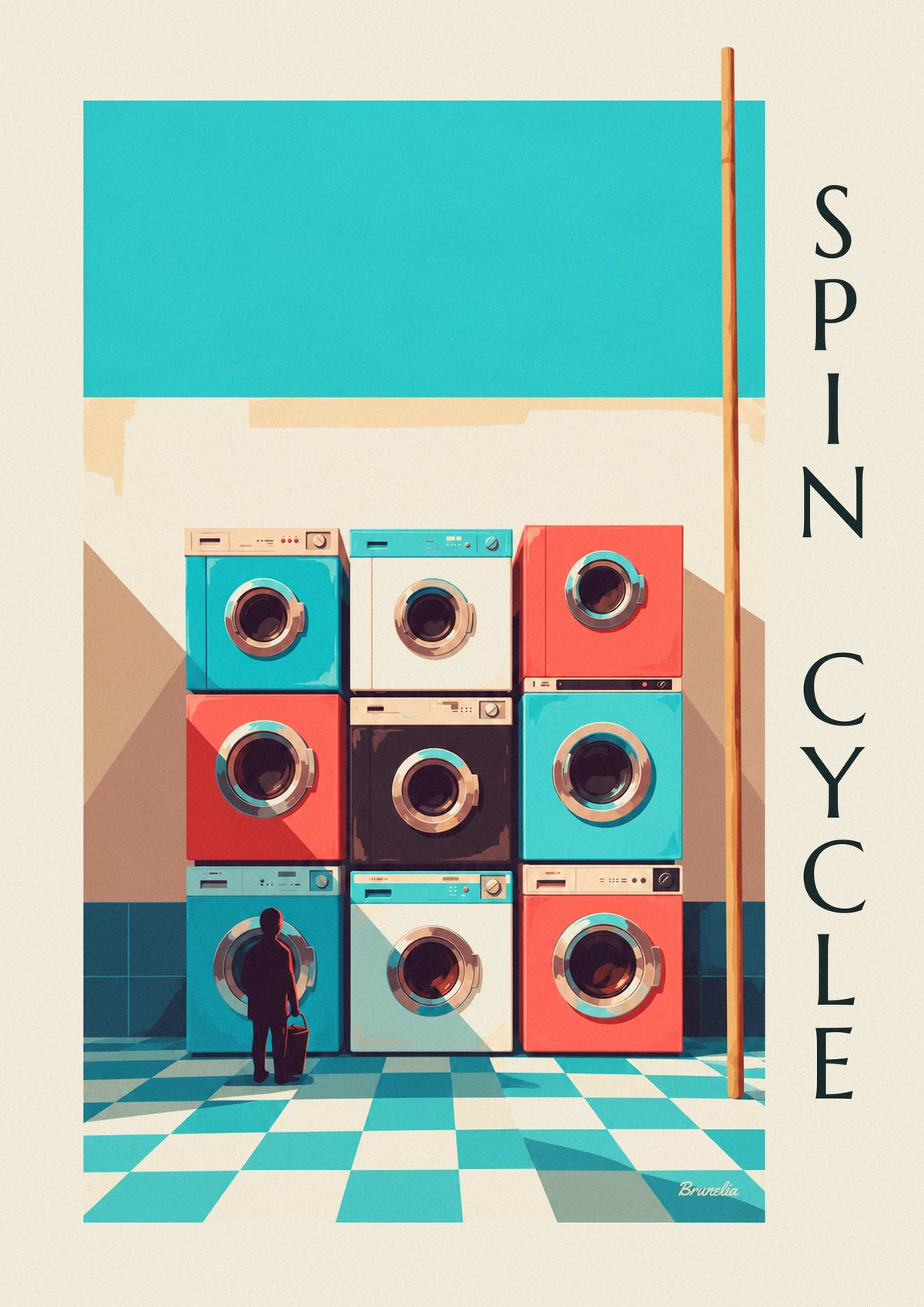 Poster con griglia di 9 lavatrici colorate