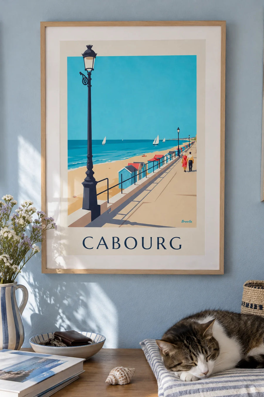 Poster of the Marcel-Proust seaside promenade in Cabourg: framed on the wall