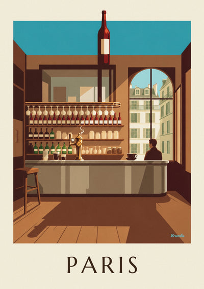 Poster of the zinc counter of a Parisian bistro: the full poster