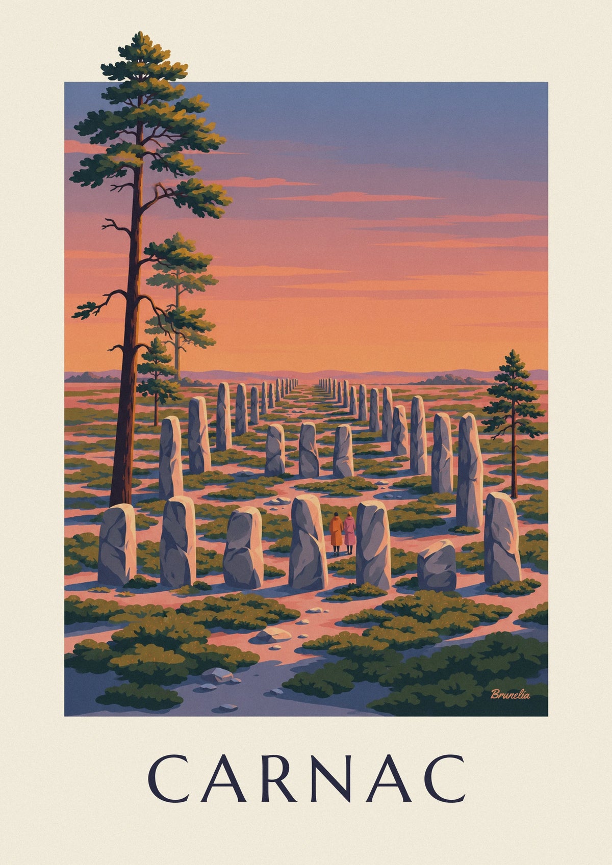 Poster menhir di Carnac al tramonto