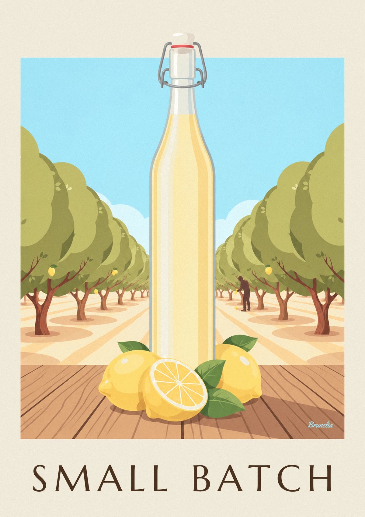 Poster bottiglia di limonata artigianale e limoni
