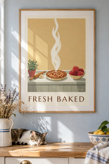 Poster torta di mele e mattarello: incorniciato al muro