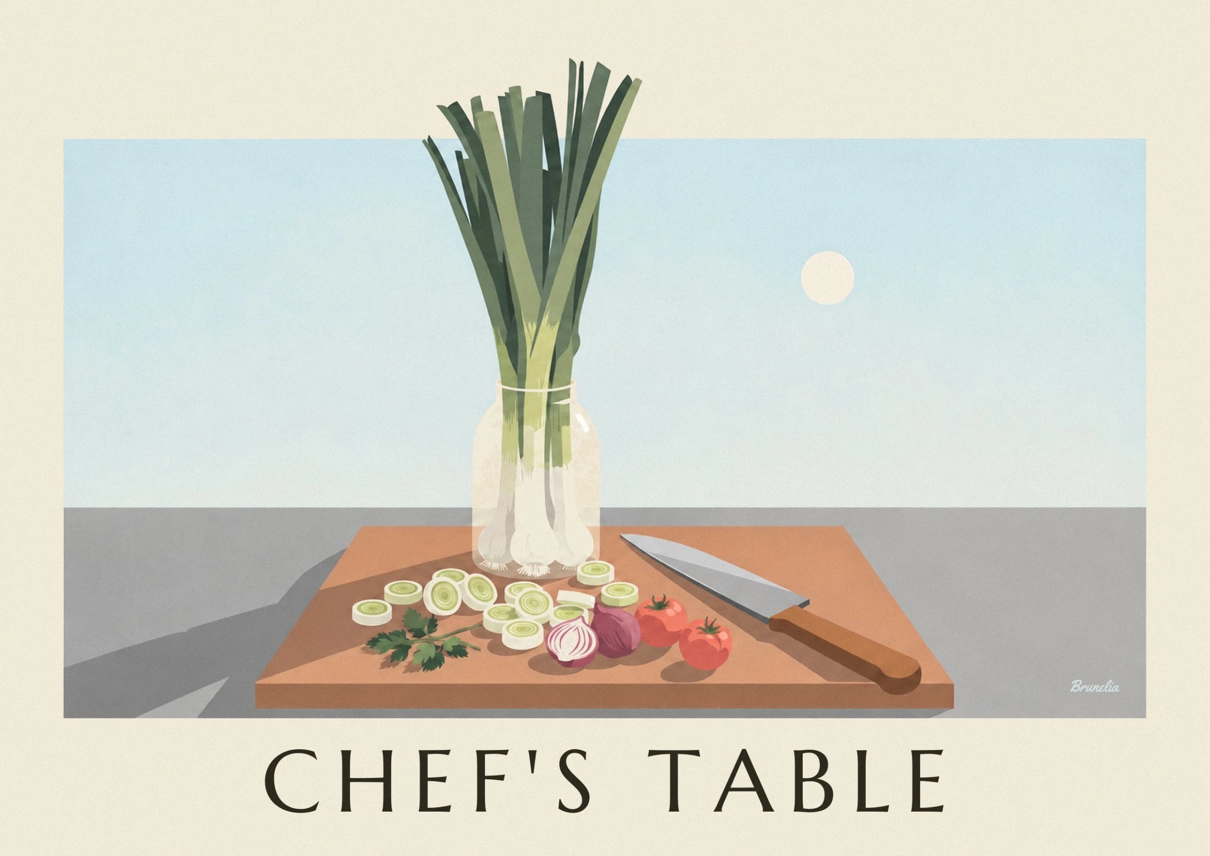 A bunch of leeks with long green leaves in a glass jar