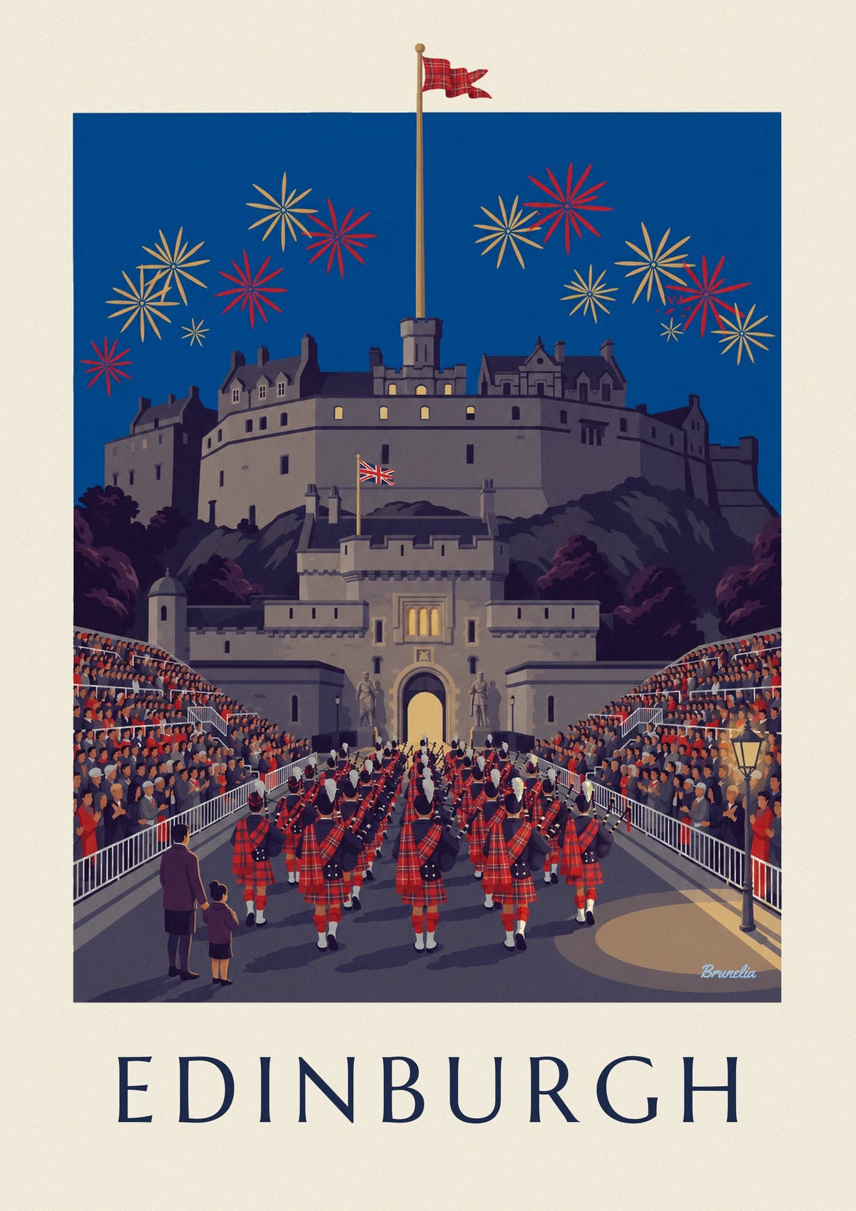 Poster Castello di Edimburgo e Military Tattoo di notte