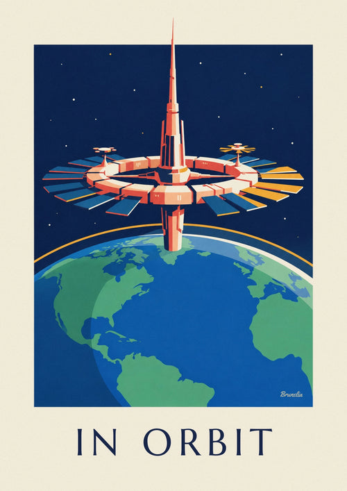 Poster stazione spaziale in orbita attorno alla Terra: il poster intero