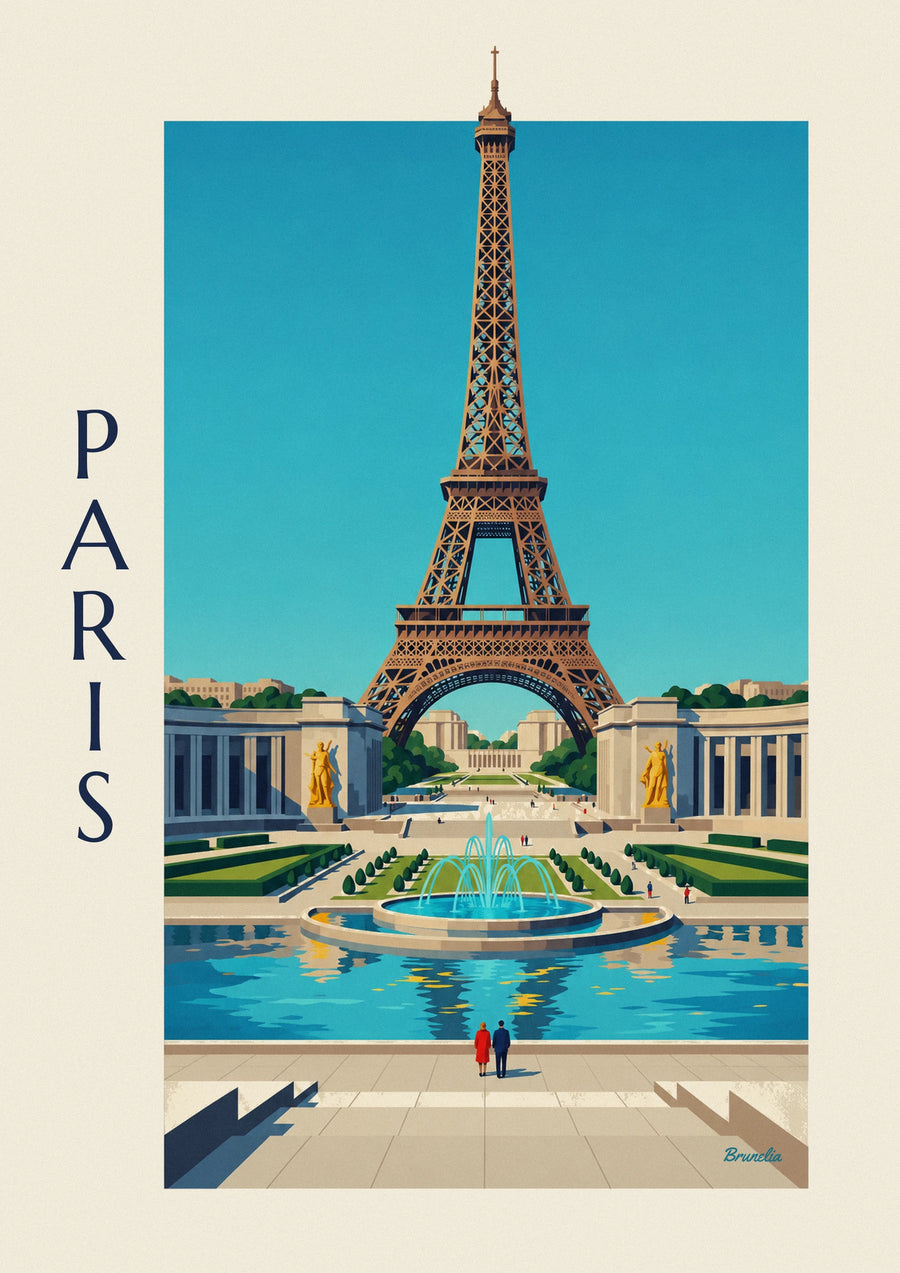 Paris Chaillot Palace and Trocadéro fountains poster