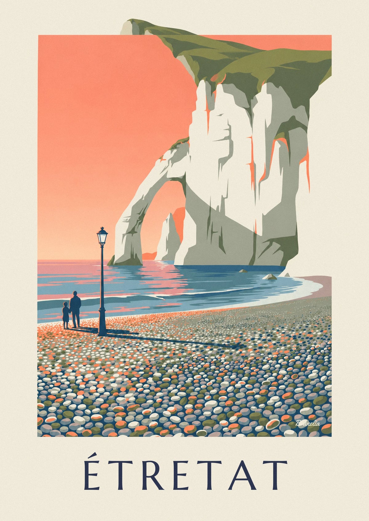 Affiche falaises blanches d’Étretat au coucher du soleil