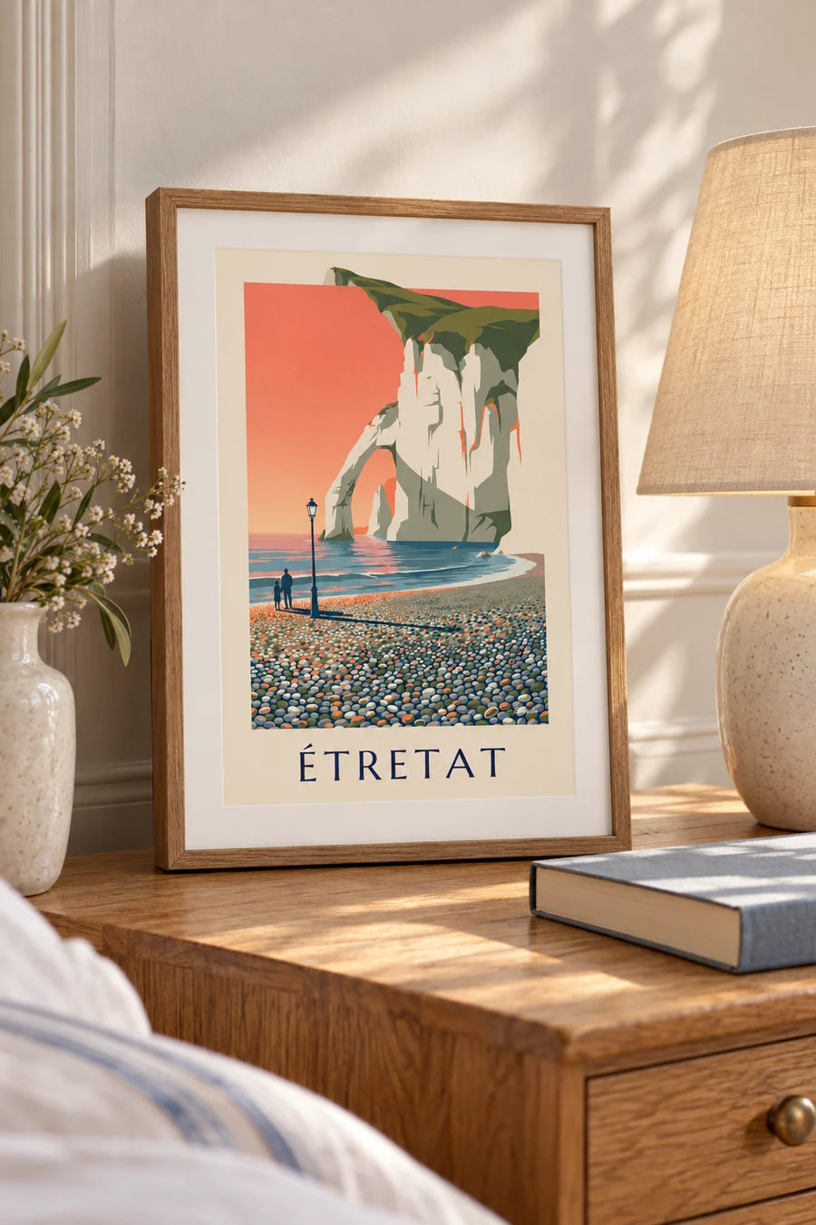 Poster con le scogliere bianche di Étretat al tramonto: piccolo formato A4 incorniciato
