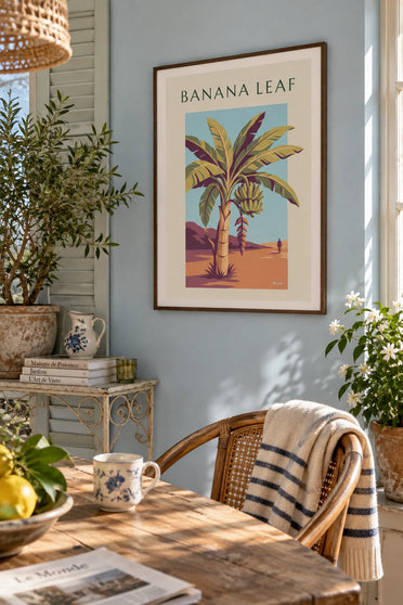 Poster tavola botanica del banano e dei suoi frutti: incorniciato alla parete